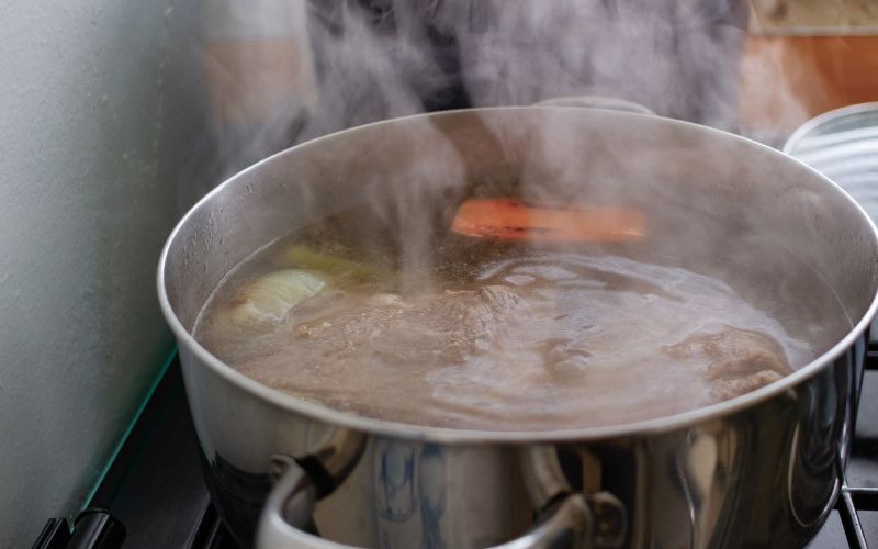 Pot of stock simmering 