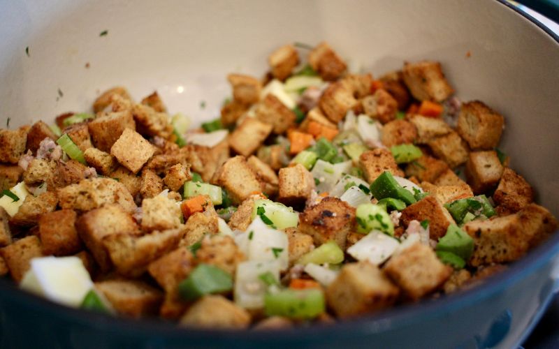 Making Stuffing in a pot
