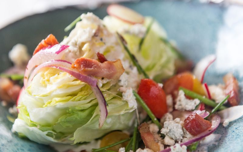 Wedge salad show its brilliance with all its textures. 