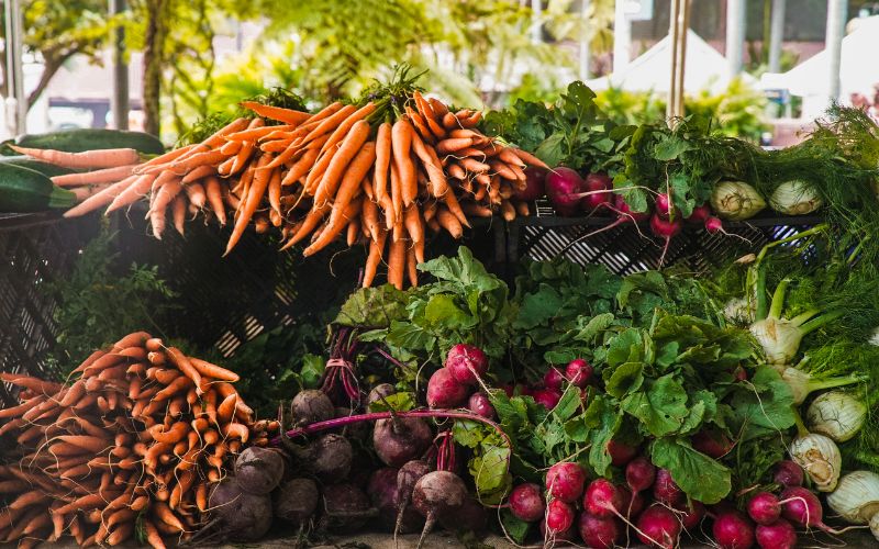 vegetables at a farmers market