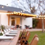 Dinner table set outside