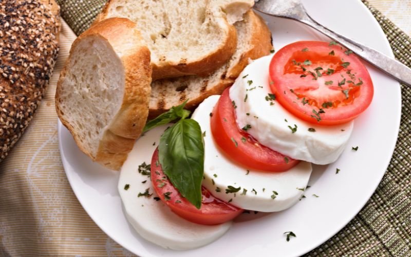 Tomato mozzarella and bread perfect for summer 