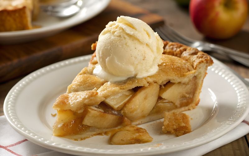 Apple pie with ice cream