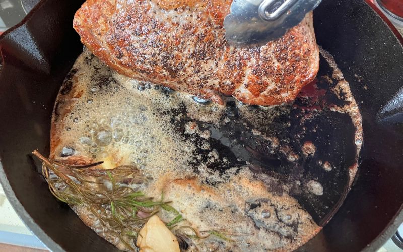 A seared piece of chicken
