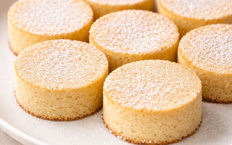 round small cakes being ready to be dressed in chocolate by chef alexis hernandez